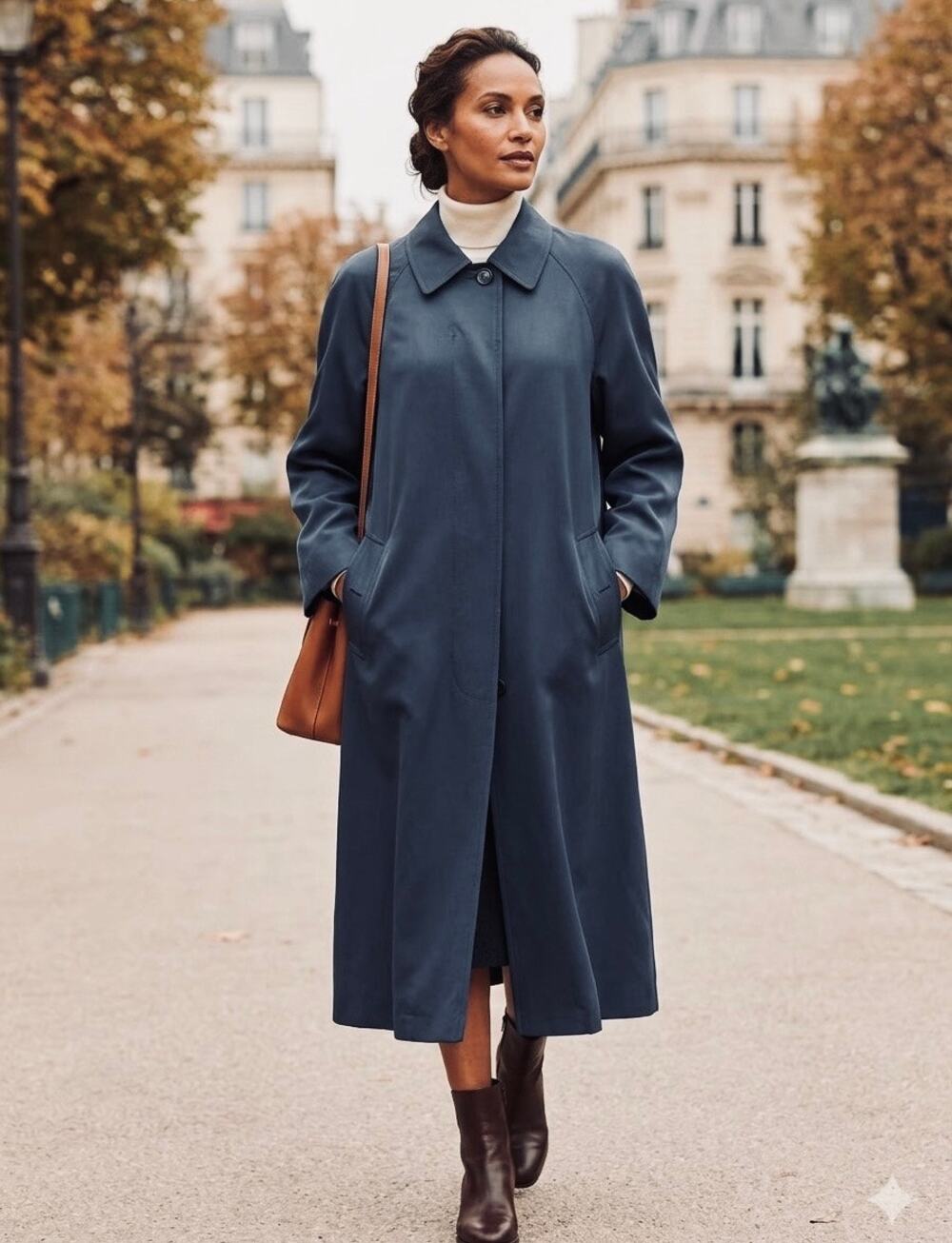 Bernardo Vintage 90s Slate Blue Trench Coat 8P Academia Corporate Minimalist